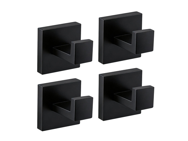 4 Piece Towel Hook - Bathroom Coat Hook - Matte Black Wall Mounted Towel Hooks for Bathroom, Stainless Steel Towel Holder, Heavy Duty Towel Holder...