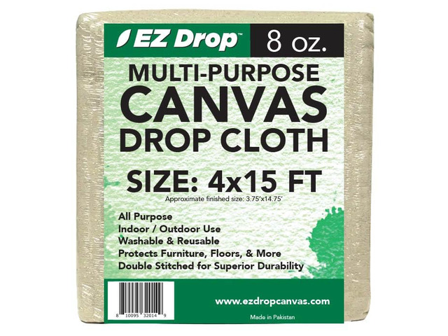 Painter's Large Canvas Fabric Drop Cloth for Painting (4 ft. x 15 ft.)