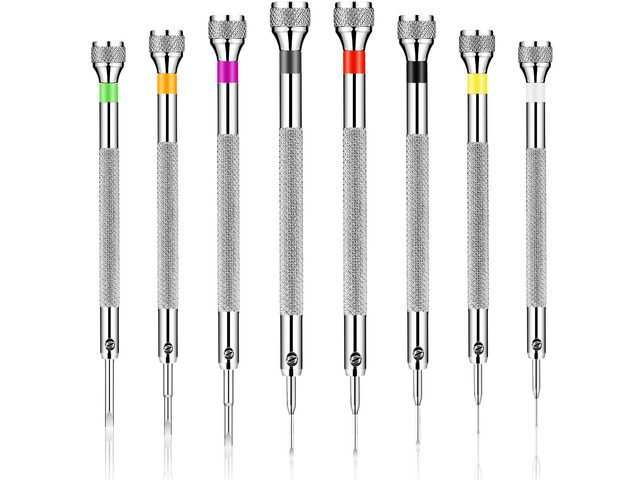8 Pieces Precision Jewelers Screwdriver Set, Micro Watch Repair 0.6-2.0 mm Flathead Screwdriver Set for Watch, Eyeglasses, Jewelry Work,...