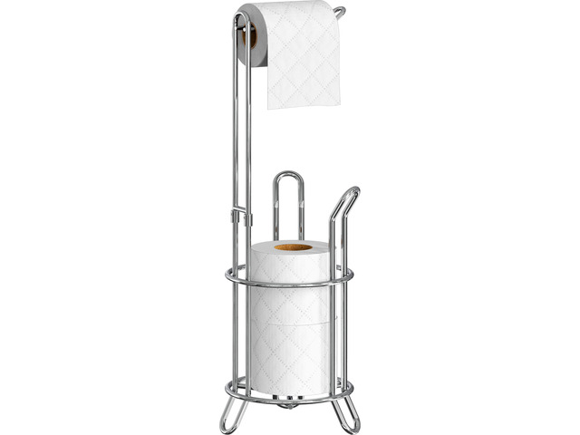 Bathroom Toilet Paper Storage Holder Stand Shelf, Chrome 4 Paper Rolls, 7.25' x 7.25' x 23.5', Wired