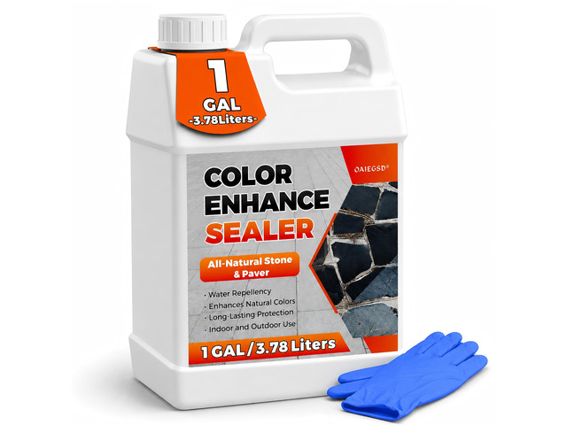 Wet Look Stone Sealer, 1 Gallon, Concrete Sealer & Stone Color Enhancer Deepens Natural Stone Color While Adding a Rich Wet-Look Gloss to Pavers,...