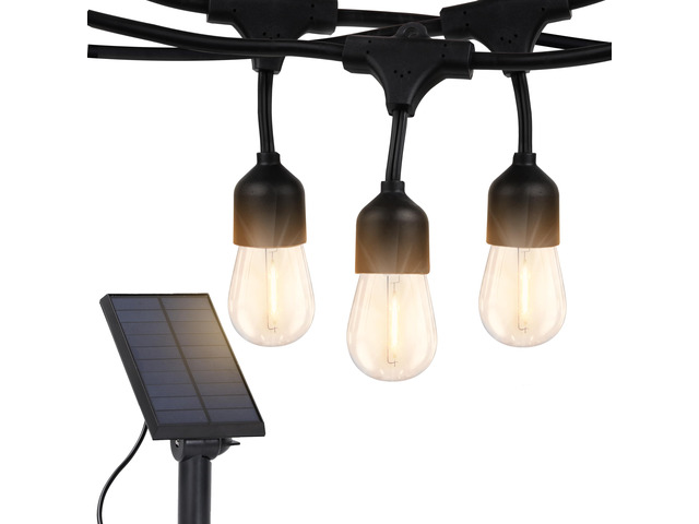 Ambience Pro 27 Ft Solar Powered Outdoor String Lights - Commercial Grade Waterproof Patio Lights with Edison Bulbs, Shatterproof LED String Lights...