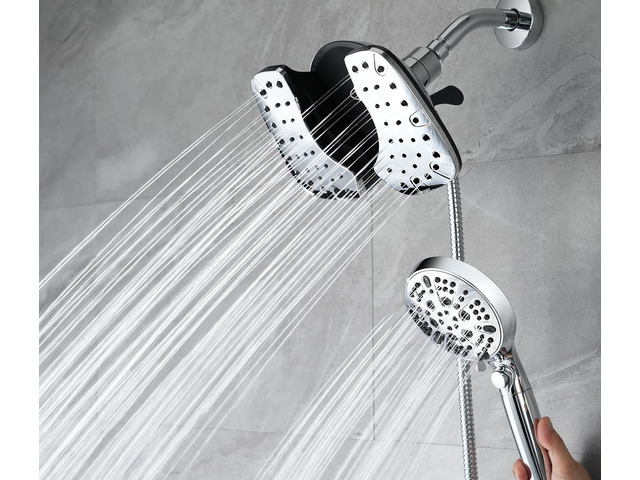 Rain Shower Head with Filtered Handheld Spray Combo Chrome 1.8 GPM 10 Rainfall Showerhead with 9-Spray Detachable Handheld, High Pressure, ON/OFF...