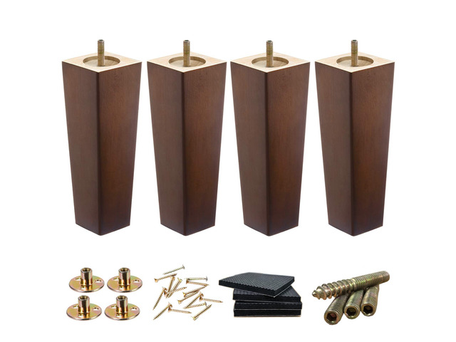 8 Inch Wood Couch Legs 1500lbs Heavy Duty Square Furniture Feet 4PC Dark espresso finish; replacement for dresser, cabinet, couch, bed; includes M8...