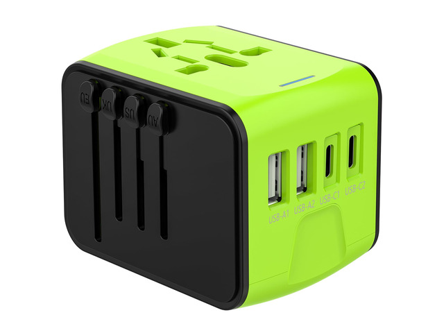 International Travel Adapter,2 USB-C & 2 USB-A Ports 2500W AC Outlet All-in-One Universal Power Adapter,2.4A Fast Charging,EU/US/UK/AU...