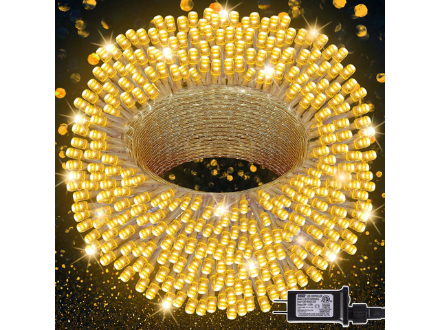 300 LED String Lights Outdoor Indoor, Extra Long 98.5FT Christmas Lights, 8 Lighting Modes, Plug in Waterproof Fairy Lights for Wedding Party...
