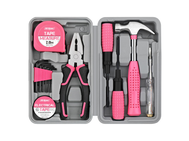 Mini Tool Kit for College Dorm, Home and Office DIY, Pink 13pc, everyday fixes made easier, organized portable storage, beginner-friendly...