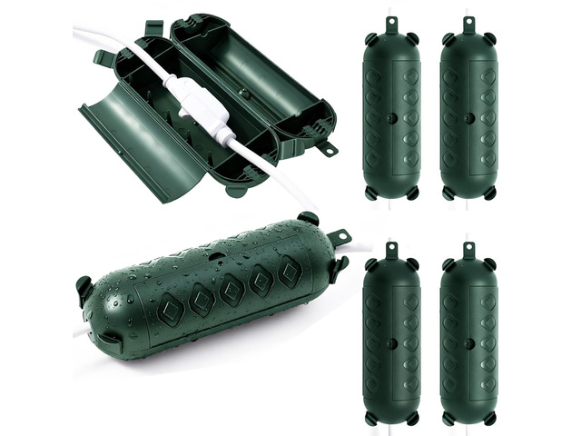 6 Pack Green Outdoor Extension Cord Cover, Waterproof Plug Protector IP44 Weather Resistant, Cord Connection Protection, Fits Outdoor Plugs,...