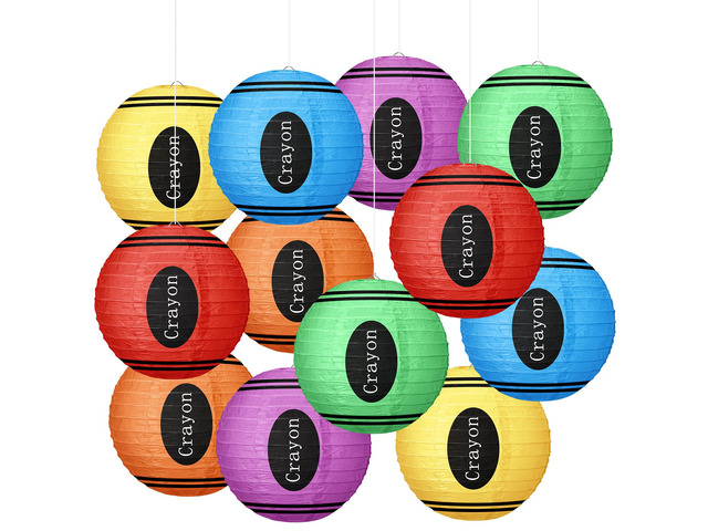12 Pcs Crayon Classroom Decor 10' Back to School Lanterns Crayon Paper Round Lanterns Classroom Hanging Decor for First Day of School Art Ceiling...