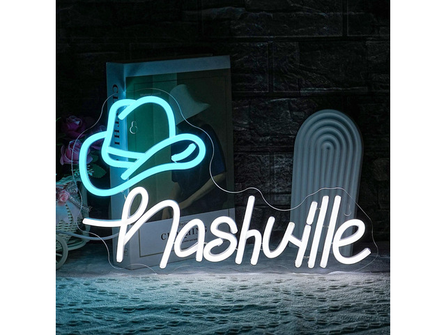 Cowboy Hat Neon Sign Nashville Sign Home of Country Neon Signs for Wall Decor Western Cowgirl Music City LED Lights Sign for Bedroom Party Hotel...