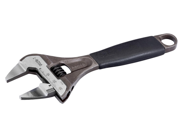 BAH9029RTUS Ergo Big-Mouth Adjustable Wrench Thin Jaw Wide Mouth with Rubber Handle - 6 Inch - Black Phosphate Finish