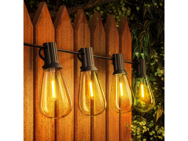 30ft Waterproof Patio Lights with 16 Dimmable Hanging Lights Globe ST38 Bulbs, 2700k Shatterproof Connectable for Backyard Gazebo Porch Garden...