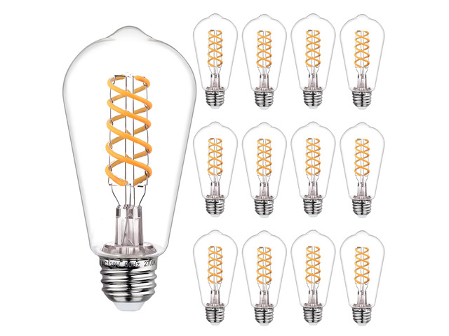 12 PCS ST58 Dimmable Spiral Vintage E26 LED Bulb 60 Watt LED Edison Bulbs Antique decorative Filament Light Bulbs, 6W Equivalent 60 Watt, Warm...