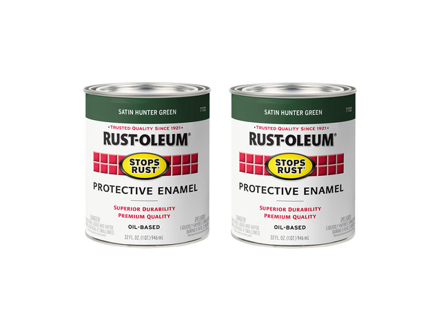 Stops Rust Brush On Protective Enamel Paint, Satin Hunter Green Rust and Corrosion Resistant, Indoor and Outdoor Durability, Beautiful Finish on...