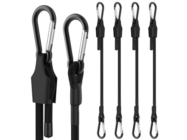 48 Inch Adjustable Bungee Cords with Carabiner Hooks 4 Pack Heavy Duty Outdoor Super Elastic Bungee Straps Easily Adjust from 8' to 53' for Cargo,...