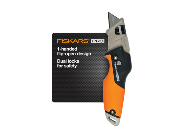 Pro Folding Utility Knife, Dual-Lock, 4.5' Folded Size Ergonomic Box Cutter Tool, Long-Lasting CarbonMax Razor Blade, Flip-Open Design,...