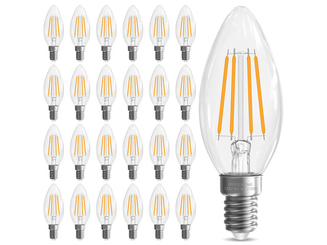 2700K Soft White Candelabra Light Bulbs, E12 LED Bulb, 24 Pack 40 watt Equivalent E12 Candelabra Bulb, Non-Dimmable Chandelier Light Bulbs, 400LM,...
