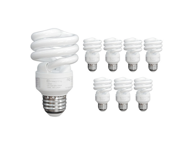 Compact Fluorescent Light Bulbs T2 Spiral, E26 Base, 23W (100W Equivalent), 4100k Cool White, 1520 Lumens, CFL, 120V - UL Listed, (8 Pack)