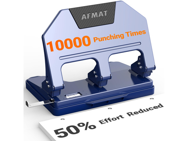 3 Hole Punch, 9/32' Holes, 40-Sheet 3 Hole Puncher for Binder, 50% Reduced Effort, Metal Heavy Duty Three Hole Punch w/ 10,000+ Uses, Bulit-in S. S....