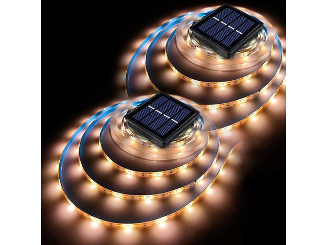 Solar LED Strip Lights Outdoor String Light Waterproof 20FT 180LED Cuttable Tape Rope Solar Lighting for Garden Path, Deck, Yard, Stair, Step,...