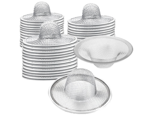 50 pcs Heavy Duty Stainless Steel Slop Basket Filter Trap, 2.75' Top / 1' Mesh Metal Sink Strainer,Perfect for Kitchen Sink/Bathroom Bathtub Wash...