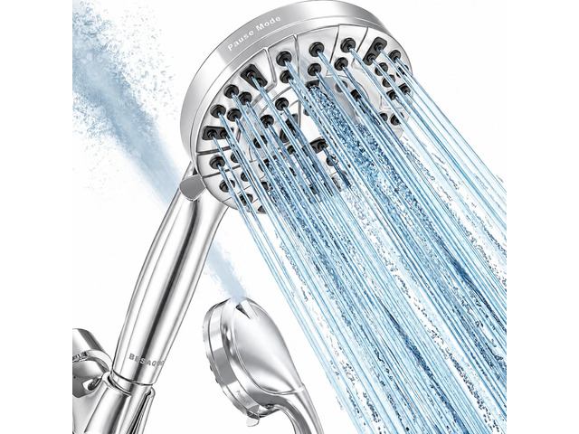 9 Settings Air-Induction High Pressure Handheld shower head 2X Power Wash for Tub & Tile, Pause Mode for Water Saving, Easy Clean Nozzles, 5.5ft...
