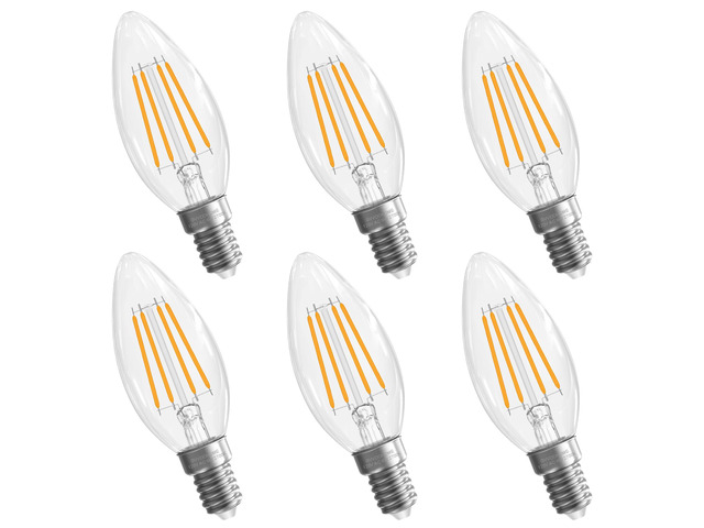 Candelabra Light Bulbs, 60W Equivalent, E12 LED Bulb, 2700K Soft White LED Chandelier Bulb, 6 Pack B10 Candle Bulbs, 90+CRI, 600LM, Clear Glass,...
