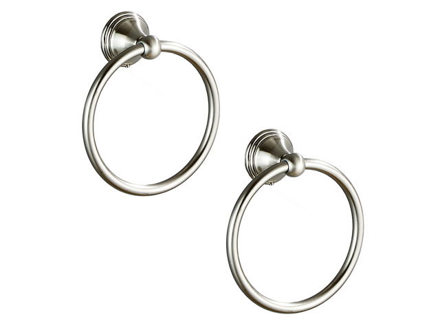 Towel Ring for Bathroom, Brushed Nickel Hand Towel Holder 2 Pack, Bathroom Accessories and Towel Racks for Bathroom Wall Mount