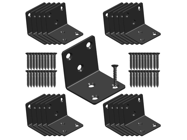Black Stainless Steel Shelf Bracket,Joint Right Angle Bracket,L Shape Heavy Duty Metal Corner Brace Shelf Supporter for Wood (20, 2x2x2)