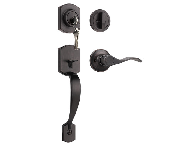 Front Door Handle and Deadbolt Set, Zinc Alloy Front Door Lock Set Oil-Rubbed Bronze Finish, 250,000 Cycles Durability, Adjustable Latch, No Extra...