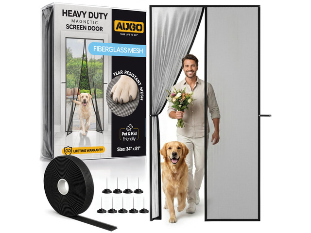 Magnetic Fiberglass Screen Door - Self Sealing, Heavy Duty, Hands Free Mesh Partition Keeps Bugs Out - Door Screen Magnetic Closure - Patent...