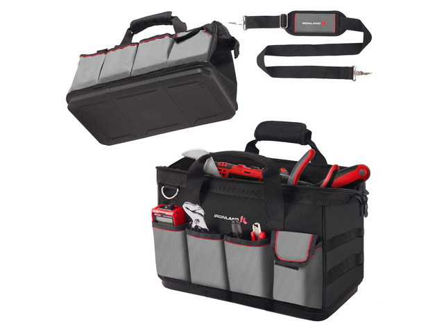 16.5 Inch Hard & Sturdy Bottom Tool Bag Organizer for Men Waterproof Heavy Duty Tool Bag with Handle, Large Zipper, Ideal for Mechanics Electrician...