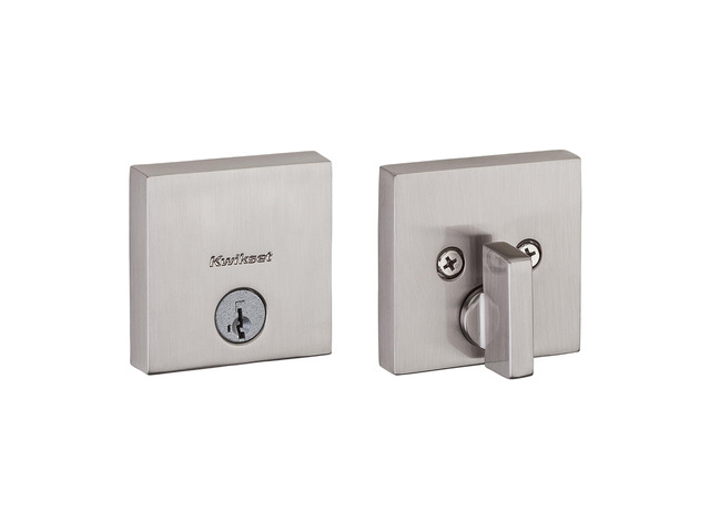 Downtown Deadbolt Lock, Satin Nickel Square Exterior Keyed Front Entry Door, Pick Resistant SmartKey Rekey Security, Single Cylinder Dead Bolt,...