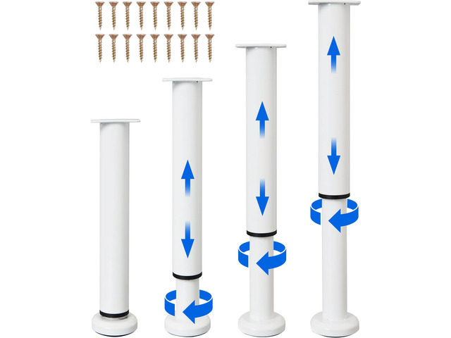 4 Pcs Adjustable Height Bed Support Furniture Legs [with Screws] for Bed Frame,Metal Adjustable 10-17 inch for Bed/Sofa/Cabinet/Couch/Dresser/Table...