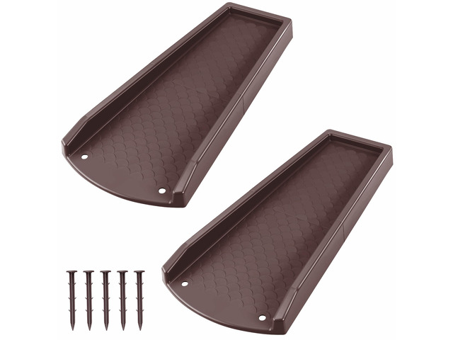 Splash Blocks for Gutters Downspouts, 24' Downspout Extensions for Rain Water Drainage, Thickened Gutter Splash Guard with Fixing Piles(2 Pack, Brown)