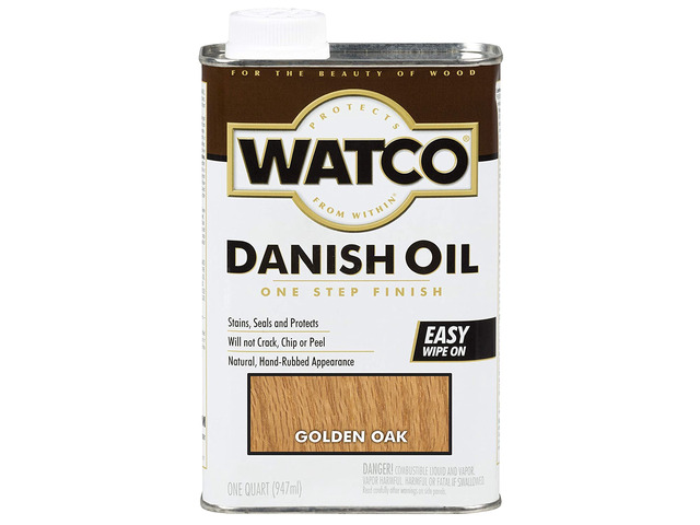 Golden Oak Danish Oil Wood Finish Penetrating Oil Formula, Enhances Natural Grain, Easy Wipe-On Application For Wood Projects, Quart