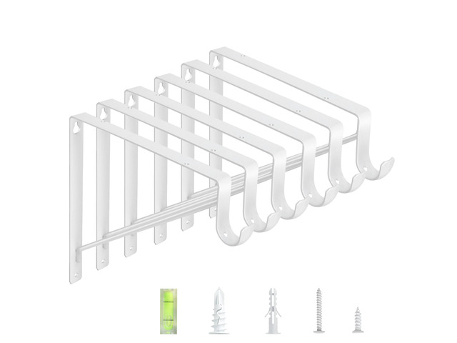 6-Pack Closet Rod Bracket, 10.8x10.8Inch Closet Shelf Brackets Heavy Duty Wall Mounted, Matte White Steel Closet Rod Support Brackets Holder, 300...