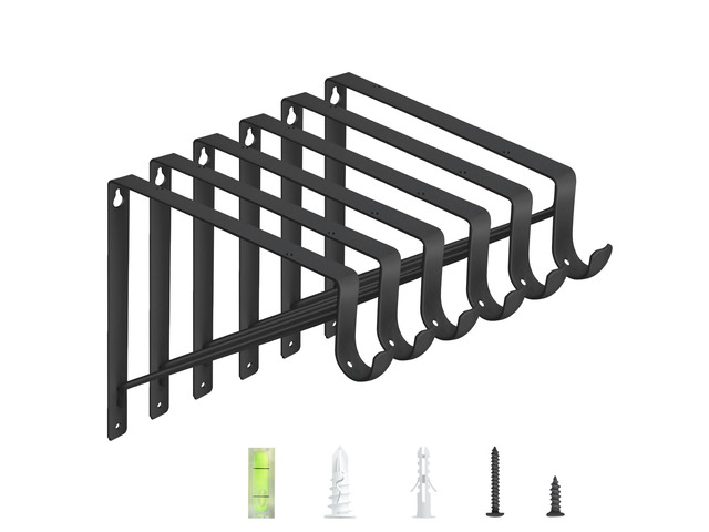 6-Pack Closet Rod Bracket, 10.8x10.8Inch Closet Shelf Brackets Heavy Duty Wall Mounted, Matte Black Steel Closet Rod Support Brackets Holder, 300...