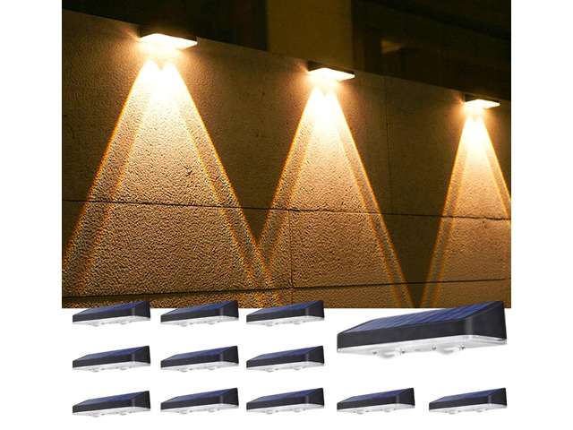 Solar Fence Lights Outdoor 12 Pack for Wall, Step, Porch, Deck, Railing 3000K/4000K/6000K 3 Modes Waterproof Dusk to Dawn Lighting Solar Powered...