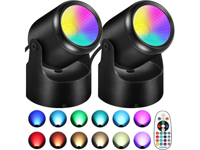 RGBW Christmas Spot Lights Indoor 6W Up Lights Indoor with Remote Control 16 Color Changing Uplighting Indoor 120V LED Spotlight Indoor Dimmable...