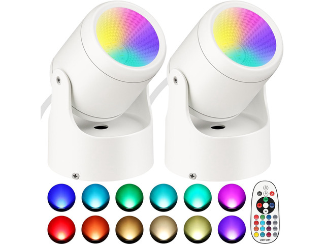 6W RGBW Uplighting Indoor Color Changing Up Lights Indoor with Remote Dimmable LED Spot Lights for Home Aluminum Accent Lighting for Party Plant...