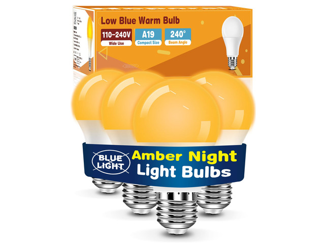 Warm Light Bulbs 2200K Amber Light Bulbs, 9W 60W Equivalent No Blue Bulbs for Sleep, Soft YellowA19 E26 Bulb, Flicker-Free Bedroom Nursery Bedside...