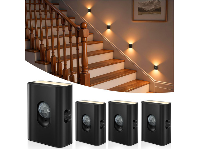 Rechargeable Stair Lights Indoor, Magnetic Motion Sensor Night Light Mini Warm White LED Stick On Lights for Hallway, Stairway, Bathroom, Bedroom,...