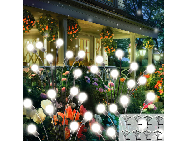 8 Pack Solar Garden Lights, 64 LED Firefly Lights Solar Outdoor Waterproof 2 Lighting Modes, Sway with Wind, Solar lights Outdoor for Garden Yard...