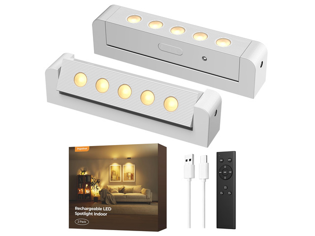 LED Spotlights Indoor, Rechargeable Uplights with Daily Auto Timer, 5500mAh Battery, 3CCT, Dimmable & Remote Control, Wireless Accent Lighting for...