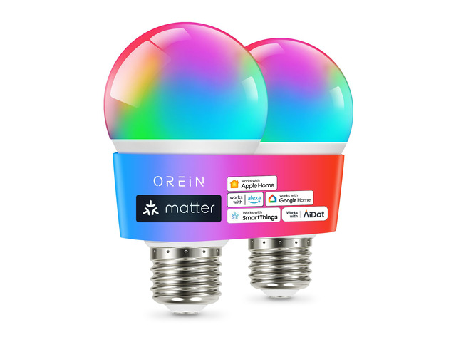 Matter Smart Light Bulb, A19 RGBTW Color Changing Light Bulbs, 2 Pack Works with Alexa/Apple Home/Google Home/SmartThings800lm 60W Equivalent Alexa...