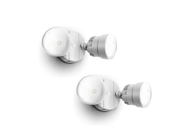 2 Packs P6221B 2000 Lumen 18 Watt 28 LED Dual-Head Flood Light Outdoor, Waterproof Exterior Security Wall Light for Patio, Garden,Yard-White