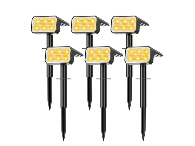 Solar Spot Lights Outdoor Waterproof, 6 Pack, 118 LED Warm White IP67, 4 Modes Auto On/Off, Solar Powered Spotlights for Yard Garden Landscape...