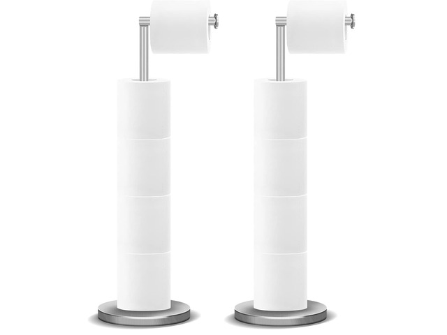 Toilet Paper Holder Stand, Bathroom Free Standing Toilet Paper Holders with Reserve Storage 3-4 Toilet Paper Rolls, 22-inch Stainless Steel Toilet...