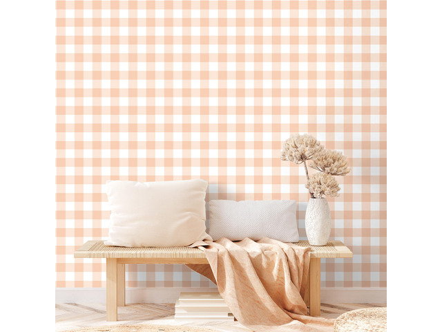 Orange Peel and Stick Wallpaper Gingham Checkered 17.3''×393'' Orange Plaid Contact Paper for Cabinets Self Adhesive Removable Wallpaper Waterproof...